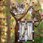 Handmade stained glass wall art adding color and texture to a modern home interior.